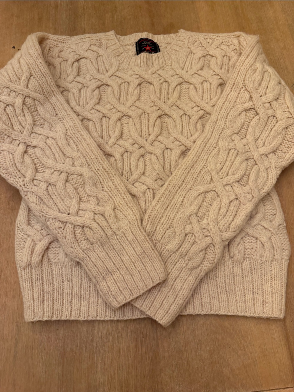 American Eagle Outfitters Cable Knit Scoop Neck Sweater - Cream